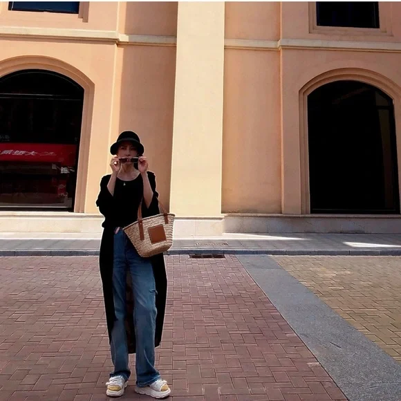 Straw Basket Tote Bag for Women PU Leather Strap Hollow Woven Top Handle… - Picture 3 of 7